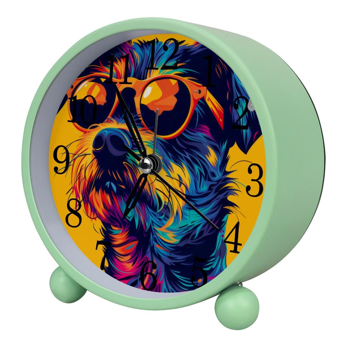 Alarm Clock Dog with Sunglasses, Silent Non-Ticking with Night Light