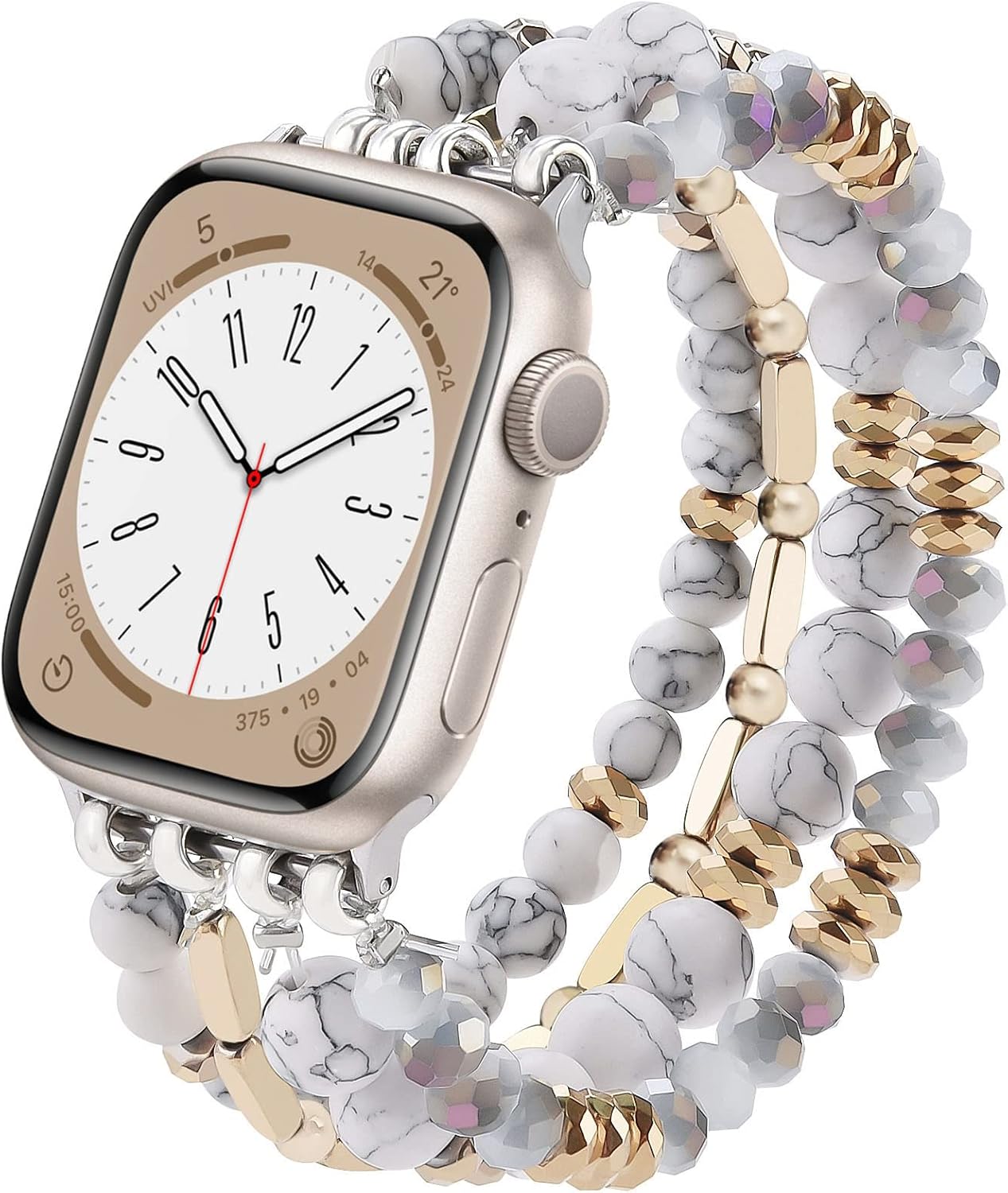 VISOOM Beaded Boho Bracelet Compatible for Apple Watch bands 38404142mm Women - Dressy iWatch Band Women for Apple Watch Series 11/10/SE/9/8/7/6/5/4/3/2/1, Bling Beaded Apple Watch Bracelet Band