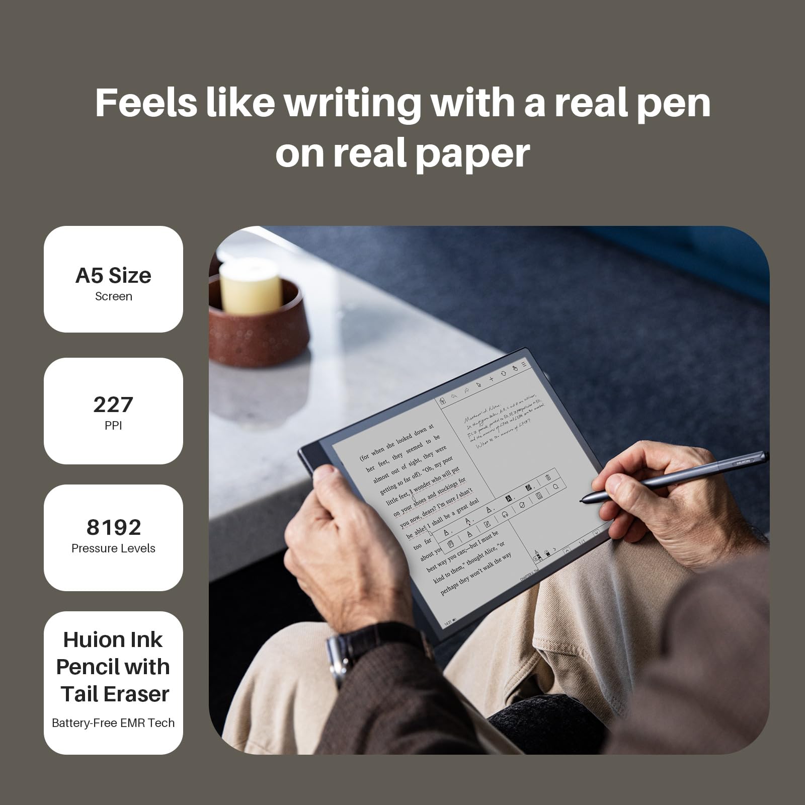 Huion Ink Tablet 10.3" Electronic Notebook with IP151 Pencil & Adjustable Light Bluetooth 5.0 Multi-Language Transcription Tablet Digital Notebook for Note-taking, Reading, Sketching, Meetings, Study — view 3