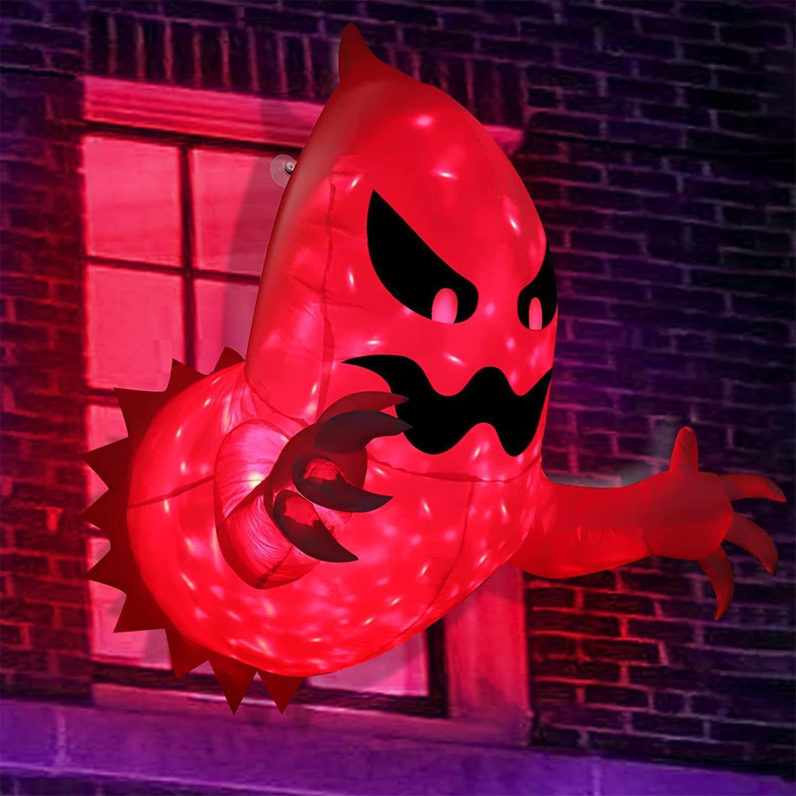 Duqulle 4.5ft Halloween Inflatable Scary Flying Ghost Broke Out From Window Halloween Inflatables Outdoor Decorations With Build-in LED Blow Up Scary Halloween Decorations Indoor Outdoor Decoration