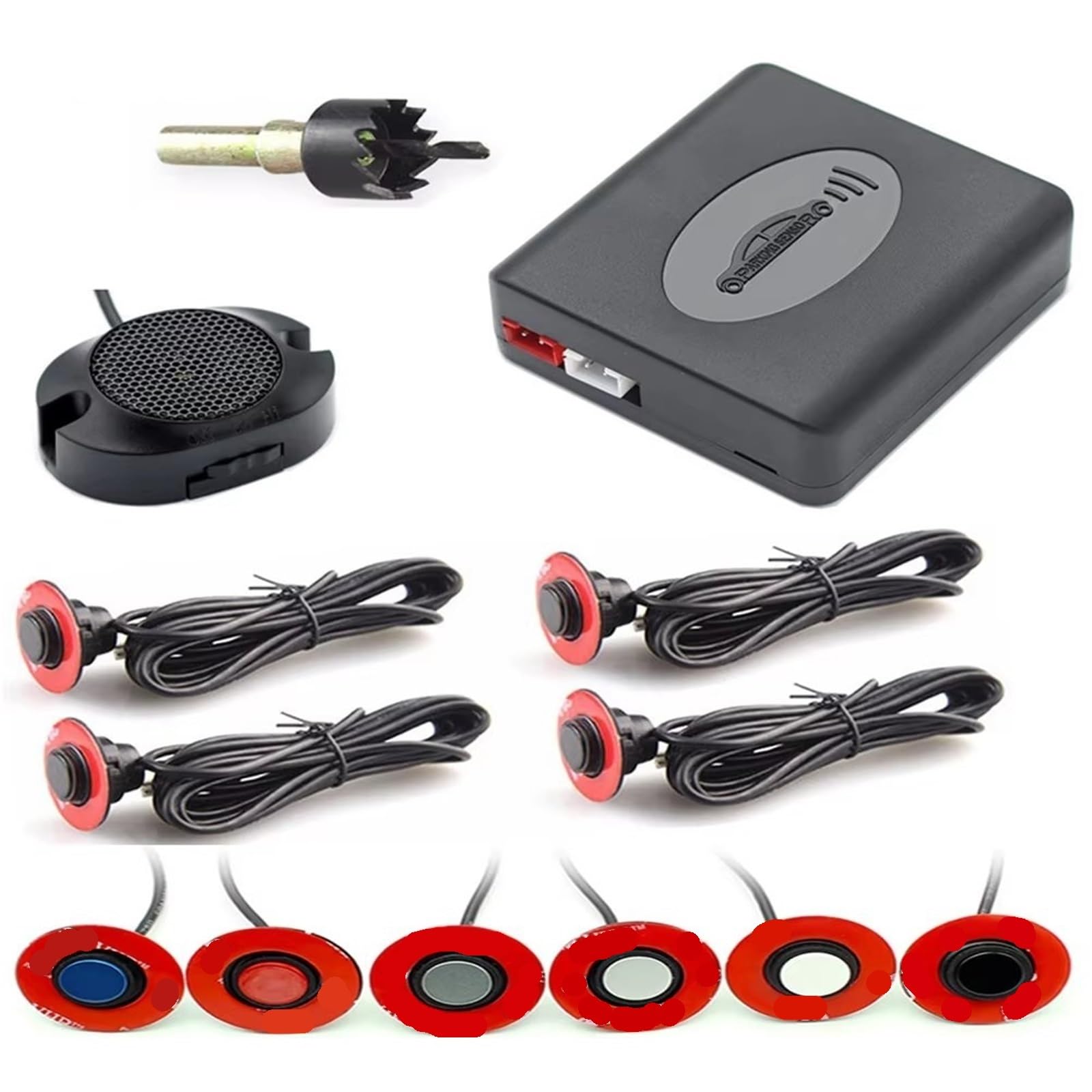 4 Sensori Radar Retromarcia Auto Sensori Parcheggio Rilevatori Cicalino Sistemi Assistenza Con Sonda Per Terra Kit 12 V Controllo Universale Distanza Sensore Retromarcia(Silver)