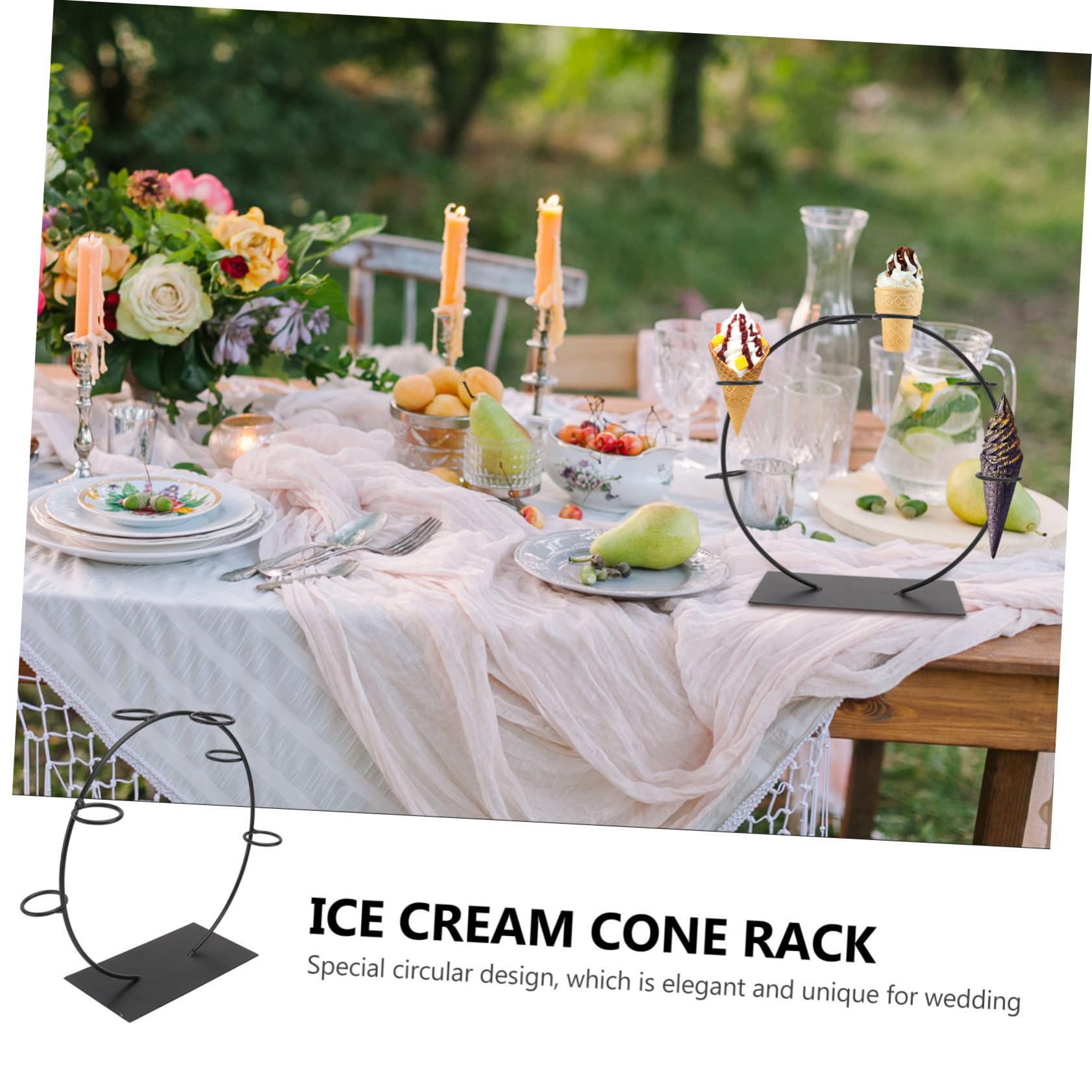 SHOWERORO 1pezzi Espositore Per Coni Elegante Con Base Piatta Supporto Per Dessert Da Matrimonio Slot Per Coni Design Unico e Stabile Per Eventi e Feste