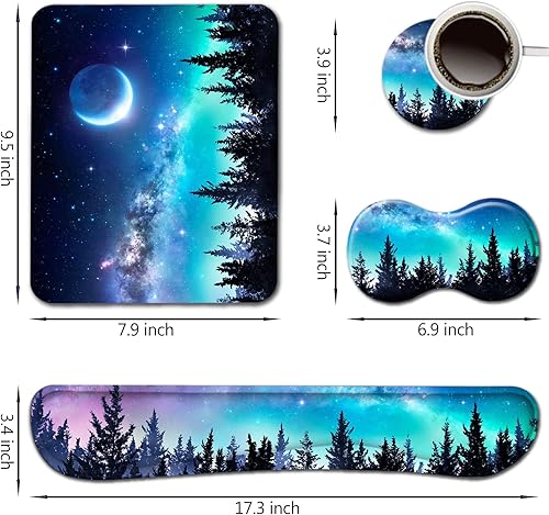 Miniatura 7 de AIMSA Reposamuñecas para teclado + alfombrilla para mouse + reposamuñecas para mouse + posavasos, base de goma antideslizante ergonómica de espuma