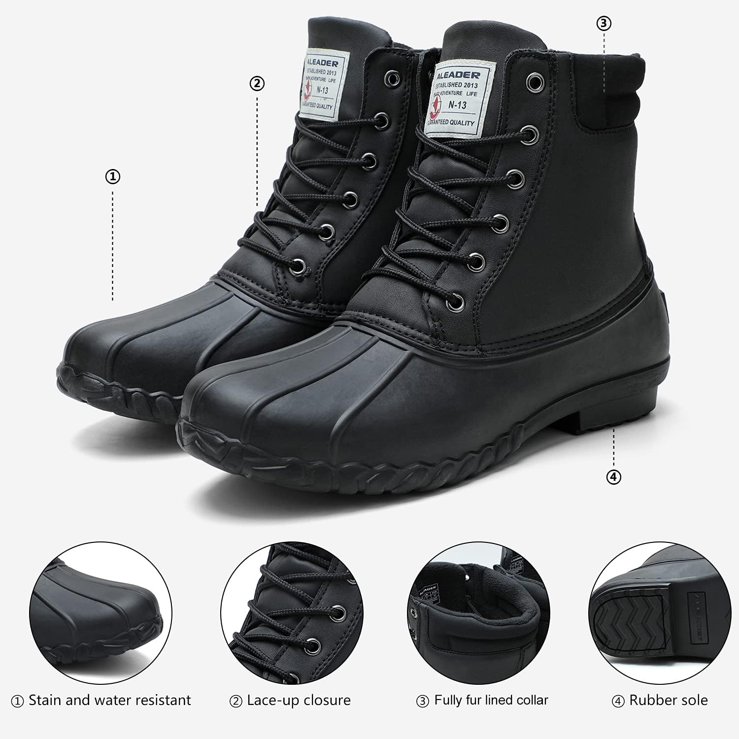 ALEADER Mens Duck Boot | Waterproof Shell | Fur Lined Insulated Winter Snow Boot - Image 5
