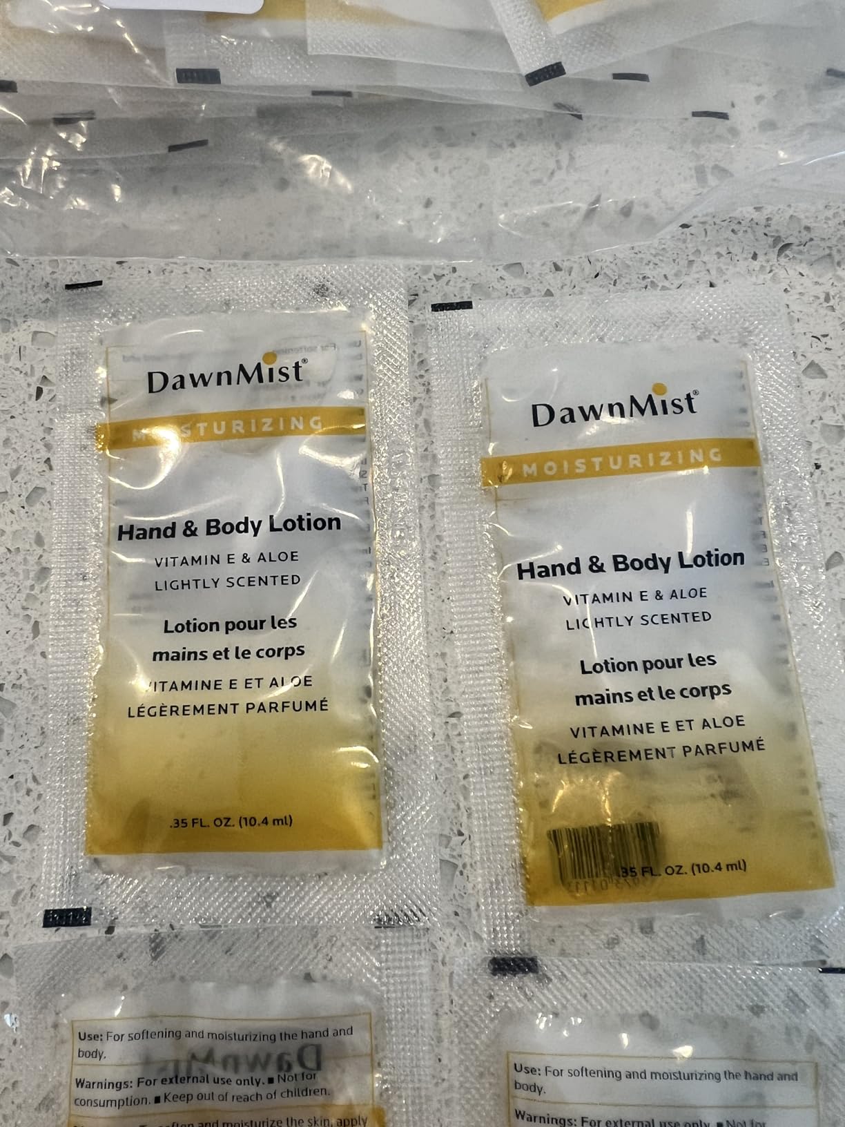 DawnMist Dukal Moisturizing Lotion - 20 Pack, Hand & Body, Aloe & Vitamin E, Coconut Fragrance, 0.35 oz Single-Use, Alcohol-Free