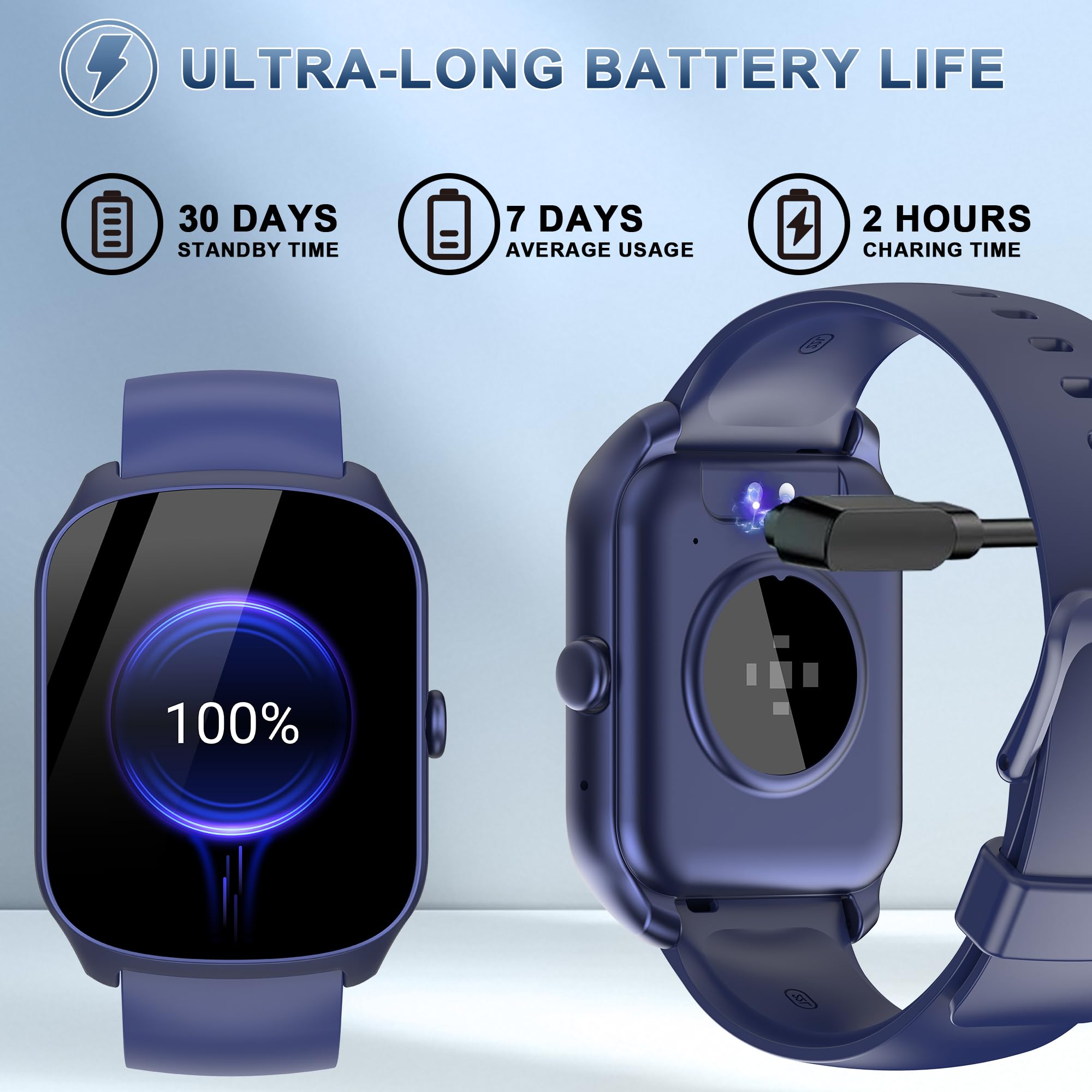 STECEi Montre Connectée Homme Femmes avec Appel Bluetooth, Écran Incurvé HD 1,95'' Smartwatch avec Réception/Émission d’Appels, 112 Modes Sportifs, Podomètre/Sommeil/Cardiomètre, Étanche IP68, Bleu