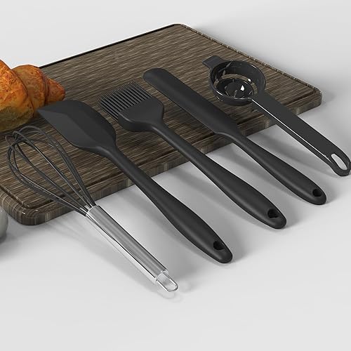 Miniatura 7 de oannao Juego de utensilios de cocina grandes de silicona, resistentes al calor, espátula, cuchara, pinzas giratorias, batidor, utensilios de cocina