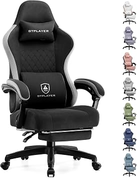 GTPLAYER Gaming Chair, Computer Office Chair with Pocket Spring Cushion, Linkage Armrests and Footrest, High Back Ergonomic Computer Chair with Lumbar Support Task Chair with FootrestBlack