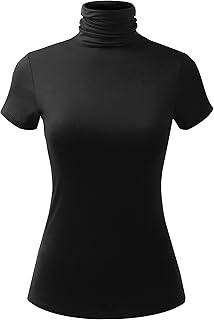 Black turtleneck top short sleeve Clearance