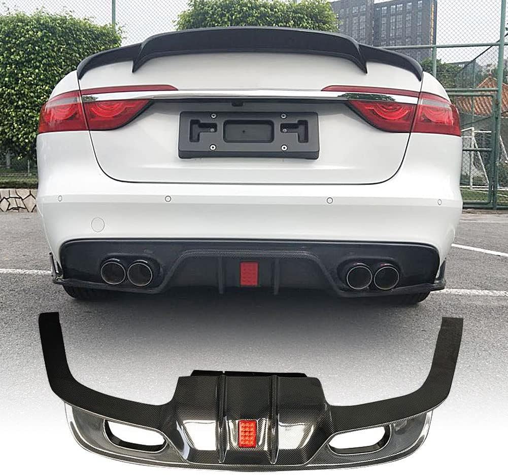 X260 CF Rear Diffuser, fits Jaguar XF XFL Sedan 2016-2019 Carbon Fiber Rear Lip Spoiler Bumper Cover Protector
