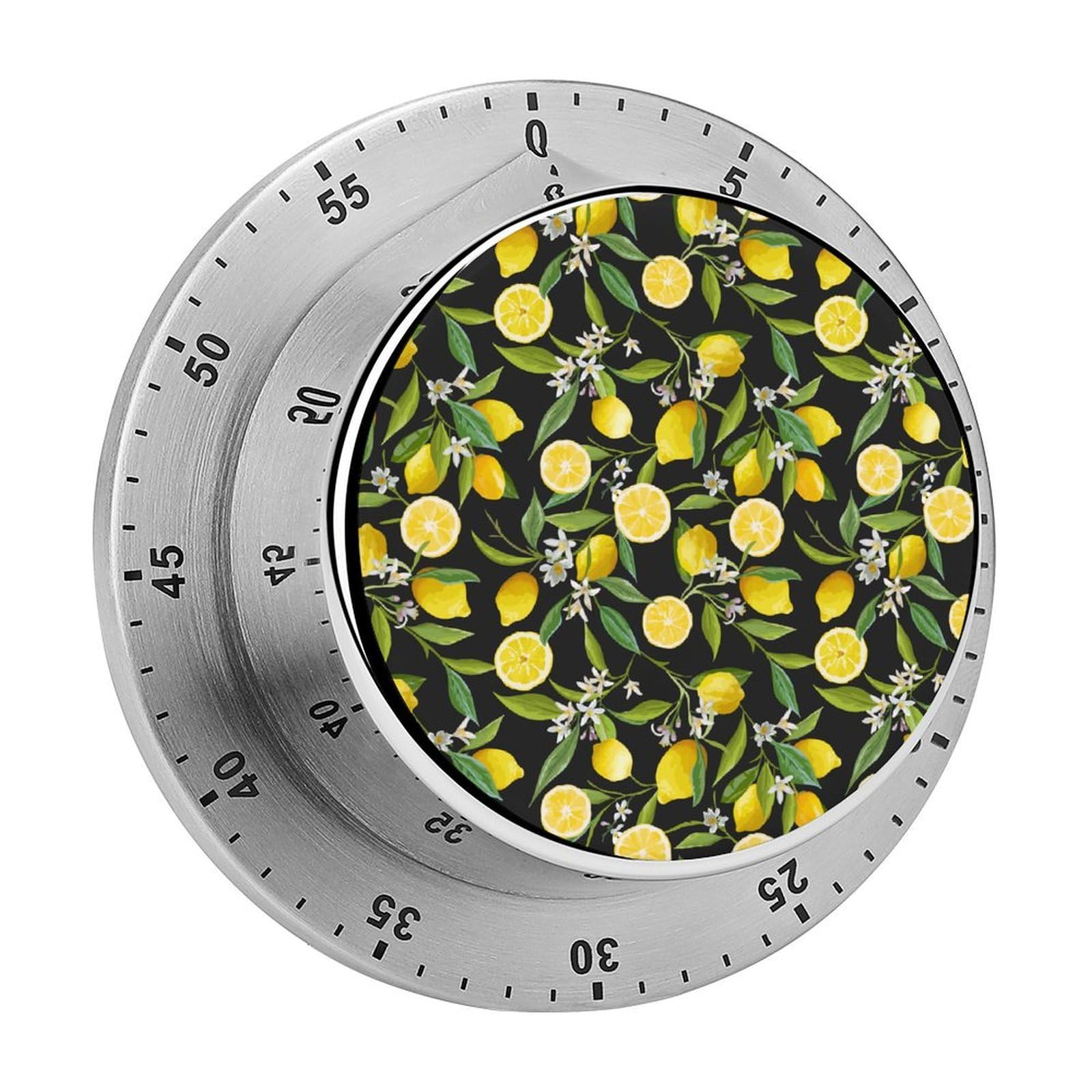 Leaves Lemon Flowers Floral Circular Rotating Timer, Suitable for Kitchen and Bedroom