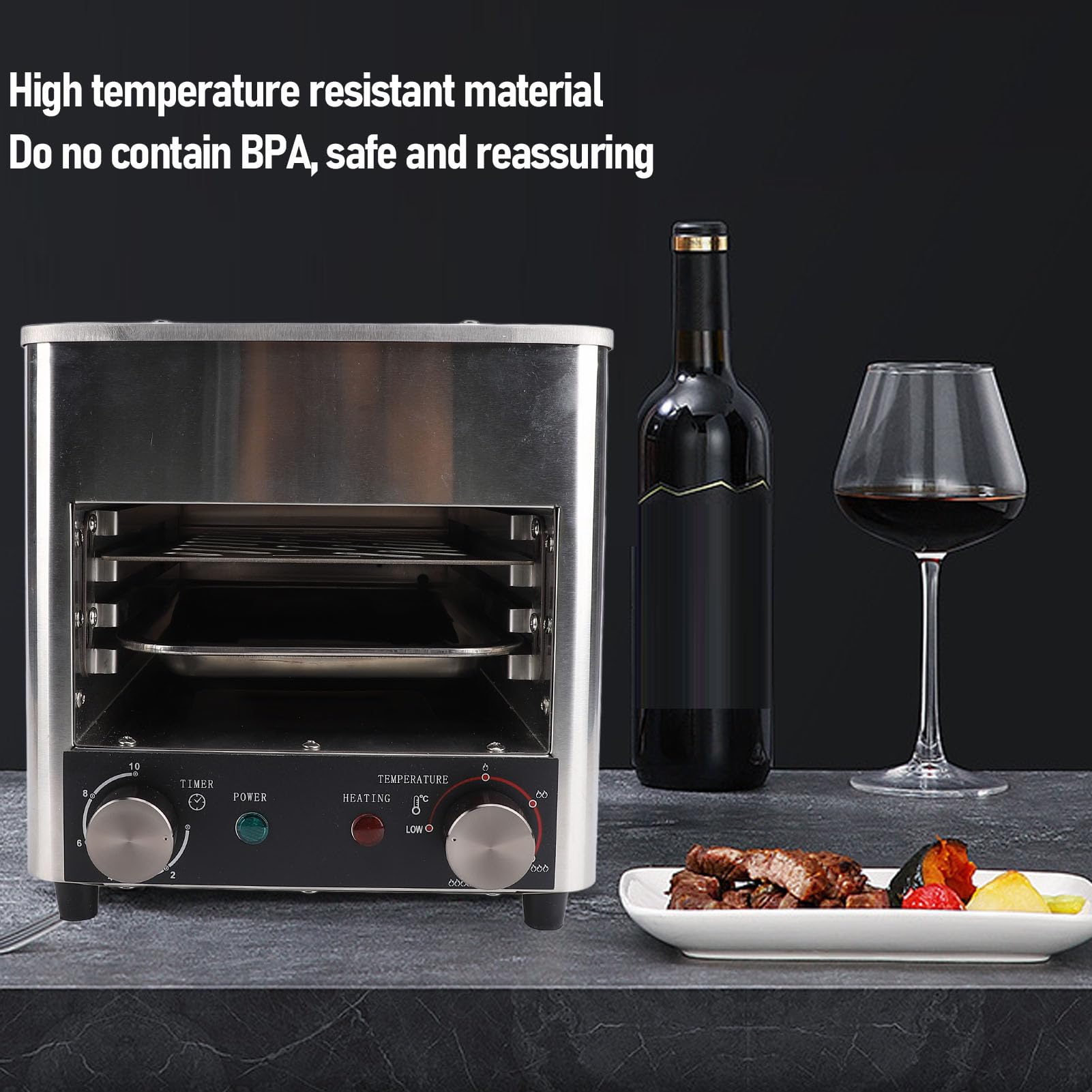 Luocute Commercial Steak Grill 1700W Pełna Wielokrotna Automatyczna Bezdymne Bezdymne regulację Bezpieczny materiał Elektryczny Piekarnik Stekowy na (wtyczka UE 220V)