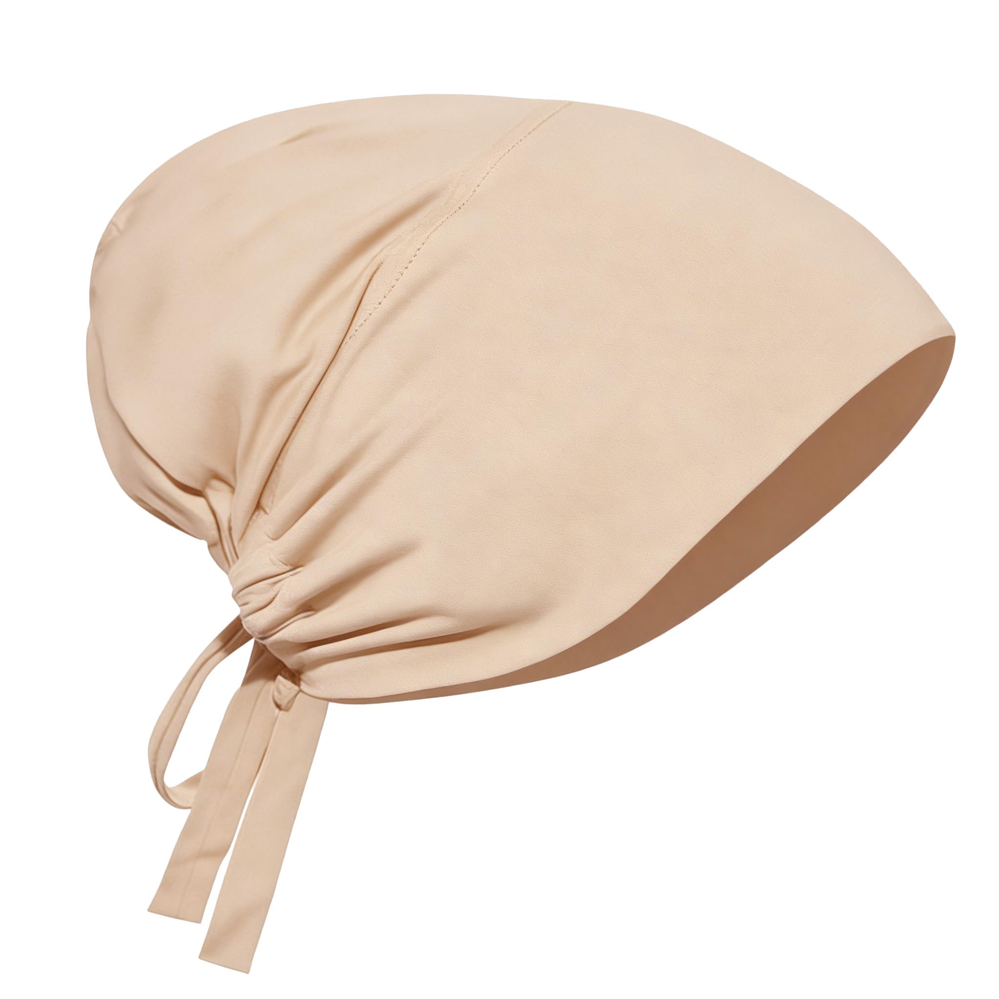 Soft Adjustable Tie Head Scarf for Women – Breathable Comfort Hijab Cap – Lightweight Stretchable Head Cap for Travel & All-Season Styling (Beige)
