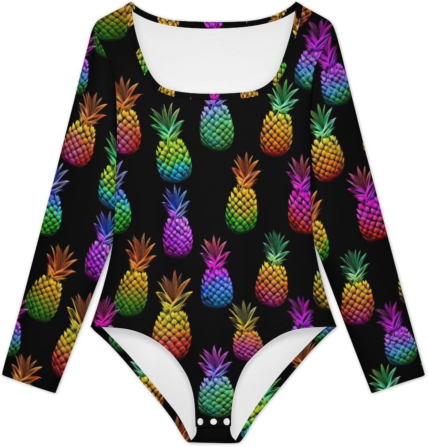 Tropical Pineapple Women's Bodysuits Long Sleeve Top 5XL