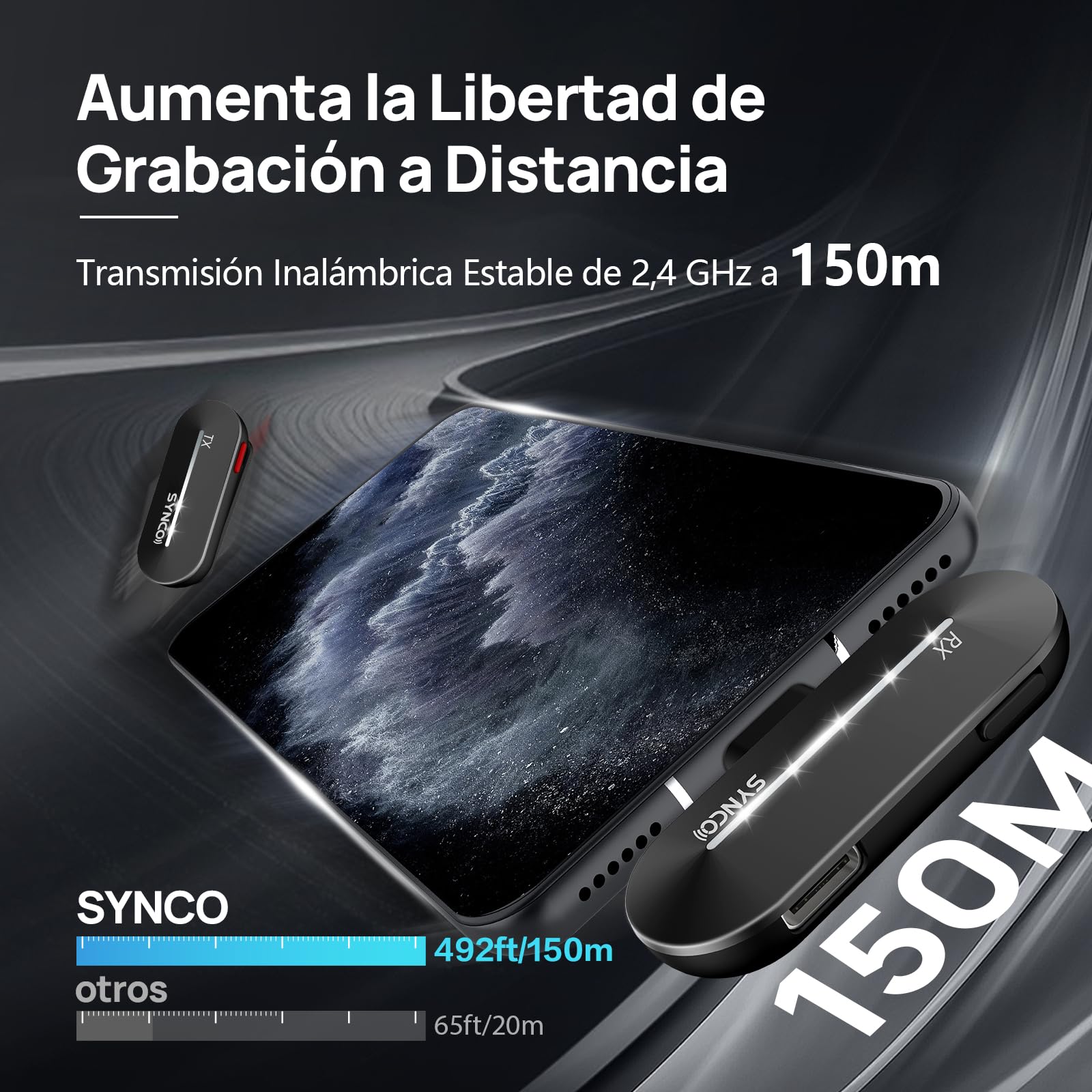 SYNCO Micrófono Inalámbrico Lavalier Tipo C, P2ST Micrófono de Solapa con Estuche de Carga Plug and Play para Móvil Tableta, Micrófono-Solapa-Inalámbrico-Smartphone
