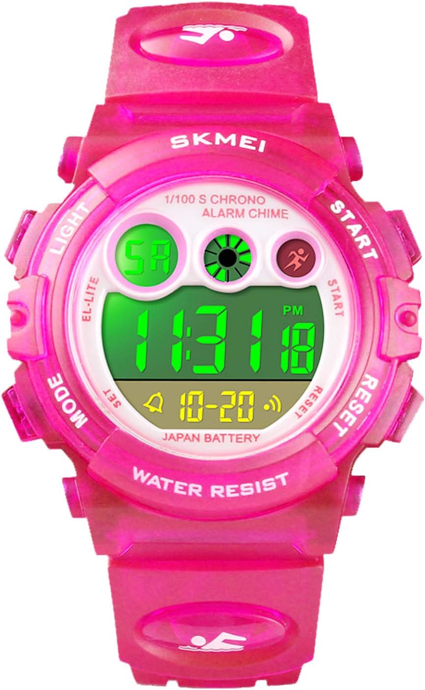 Kids Digital Sport Watch for Boys Girls, Kid Waterproof Electronic Multi Function Casual Outdoor Watches, 7 Colorful LED Luminous Alarm Stopwatch Wristwatch