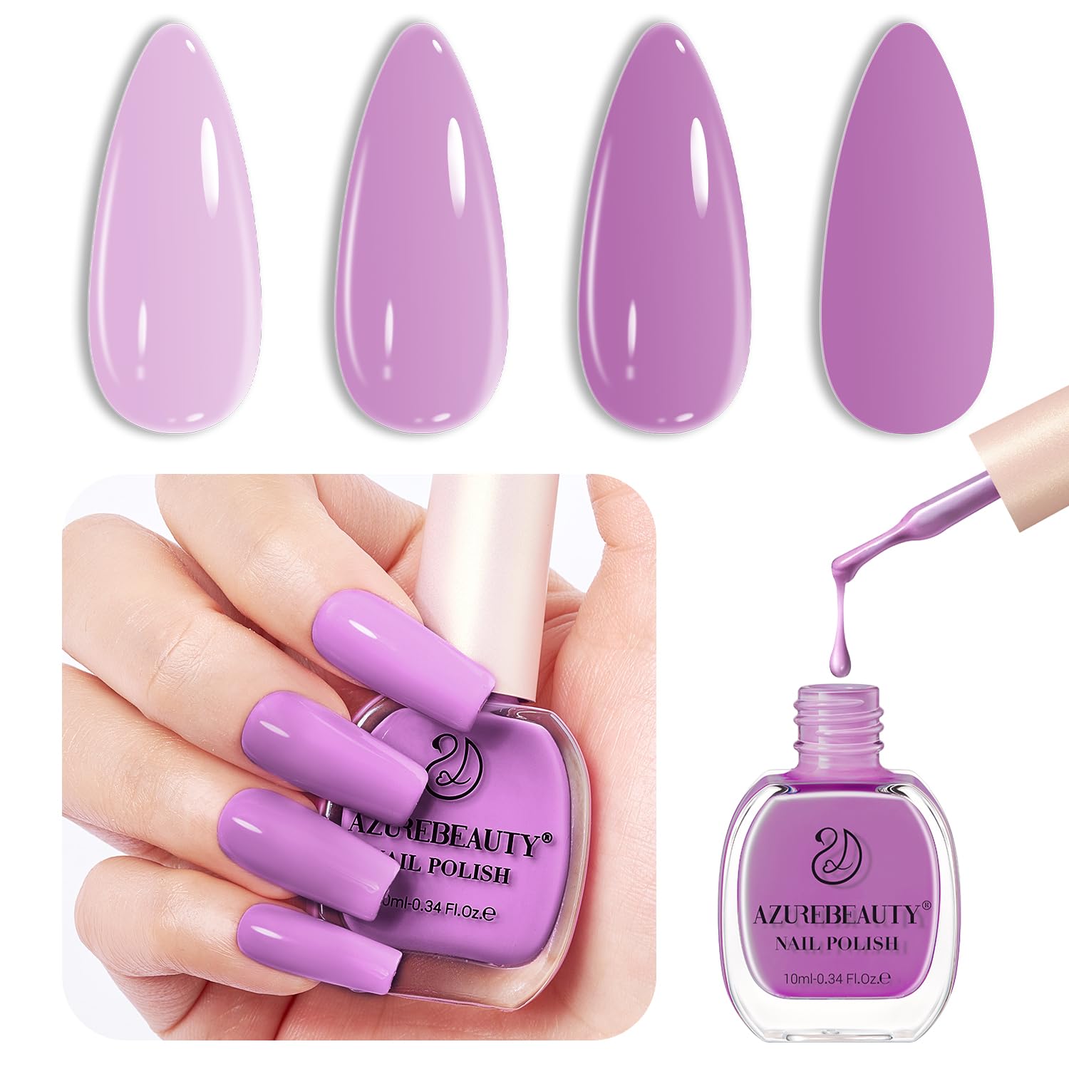 AZUREBEAUTY Nail polish,Purple Lavender Quick Dry Complete Natural Super Lustrous Nail Enamel Polish,Professional for DIY Manicure