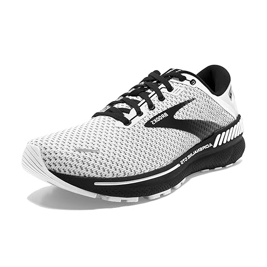 Brooks Women's Adrenaline GTS 22 Supportive Running Shoe - White/Grey/Black - 9 Medium