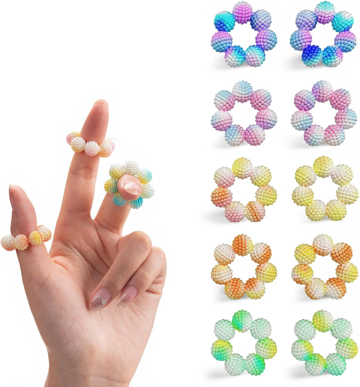 Spiky Sensory Rings - 10 Pack Fidget Rings for Anxiety Relief, Finger Massager for Adults & Teens, Quiet Acupressure Ring for Classroom & Office (Gradient)