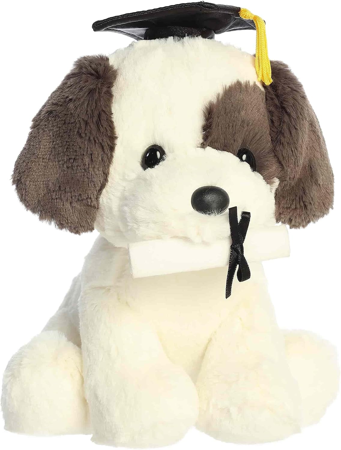 Aurora Commemorative Graduation Grad Terrier Pup Stuffed Animal - Soft Keepsake for Graduates - A Gift of Affection to Express Congratulations - White 8 Inches