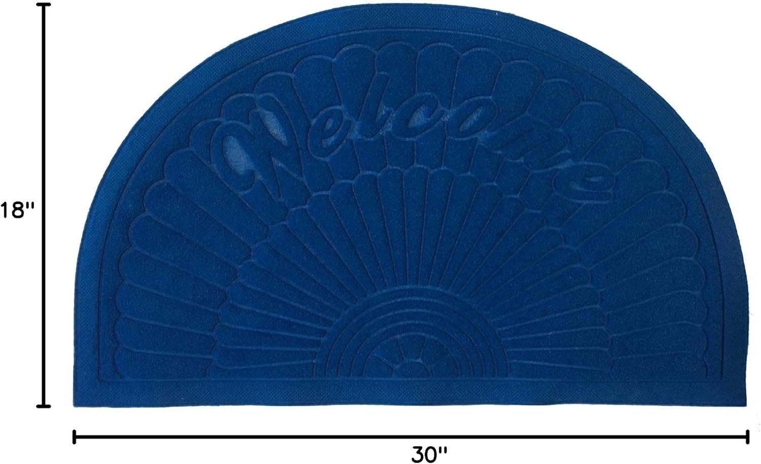 Bott Rubber Doormat Indoor Outdoor Half Round Door Mat Entrance Rug Floor Mats 20'' 32'' (RoyalBlue)