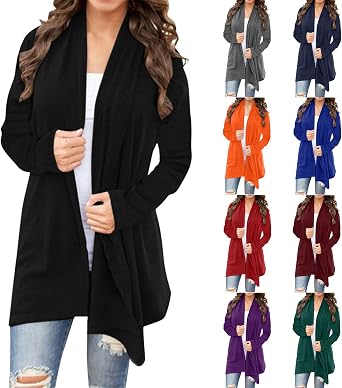 Mmoneyake Cardigan Sweaters for Women Lightweight Open Front Long Sleeve Cardigans Long Casual Coat Loose Soft Blouse Tops
