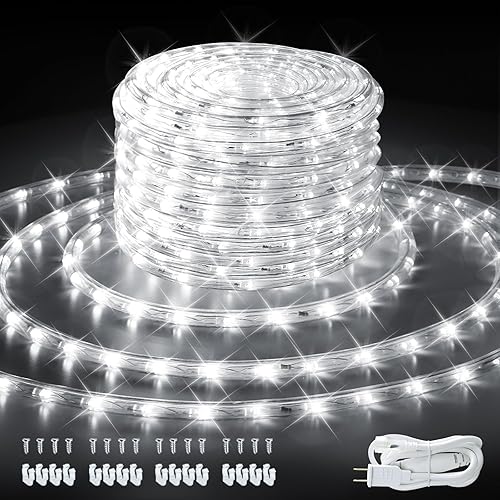 Miniatura 10 de Cuerda de luces LED de 33 pies32.8ft, 360 LED, blanco frío, impermeable, tubo de luz transparente para interiores y exteriores, enchufe de 110 V,