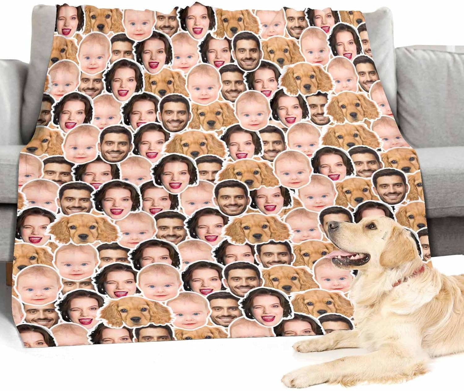 Ships Next Day, Custom Blanket Funny Christmas Gag Gift Custom Face Blanket with Family Members Picture, Personalized Blankets for Dad Mom Couple Grandma Friend Pets Christmas Birthday Memorial Gift - Image 5