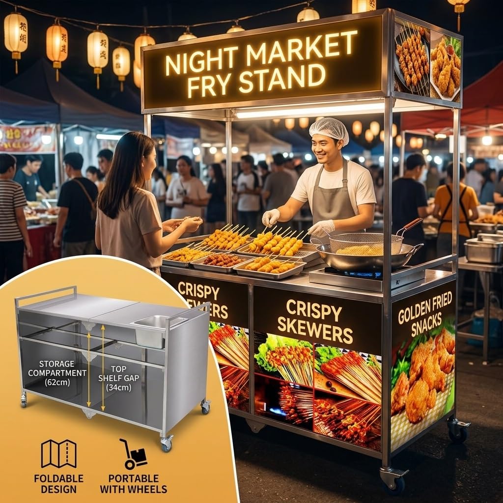 Carretto mobile per street food, Food Trailer e Food Truck completamente attrezzati, Banco espositivo portatile per mercati, street food ed eventi