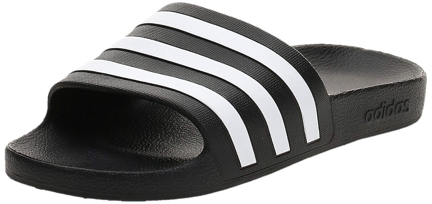 adidas black and white flip flops