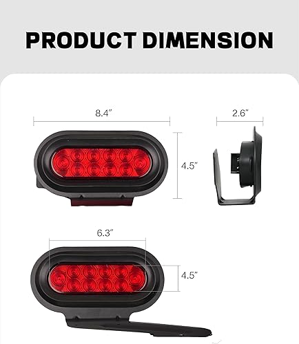 Miniatura 8 de Kit de luz de freno y placa para portabicicletas, luz trasera LED ovalada de 6 pulgadas, 10 LED, 2 unidades, certificado FMVSS108, luces traseras