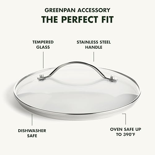 Miniatura 4 de GreenPan Tapa de vidrio universal de 8.5 pulgadas con mango de acero inoxidable, tapa de vidrio templado para sartén sin PFAS