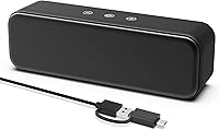 XKX USB Computer Speakers for PC Laptop Monitor - Small Soundbar with Deep Bass, Touch Control & Built-in USB-C Adapter, 6W Stereo