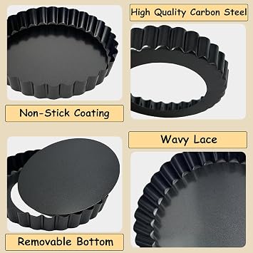 Quiche Pan, Non-Stick Deep Pie Pans with Removable Loose Bottom, Fluted Round Deep Flan Dish, Tart Tins for Baking Quiches, Pies, Flans, Cheese (10inch/26cm)