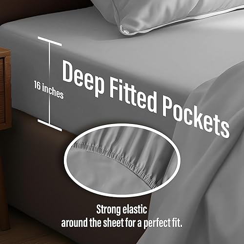 Miniatura 5 de AL AHMEDANI LINEN Sábanas de satén de 6 piezas tamaño Queen y King con 4 fundas de almohada, 1 sábana bajera de satén, 1 funda de edredón de satén,