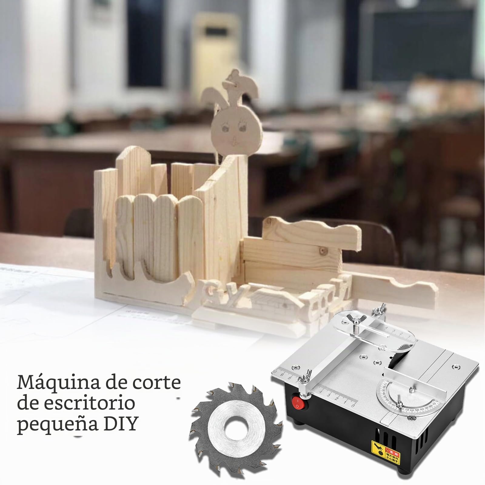Mini sierra de mesa eléctrica de precisión, bricolaje Hobby hecha a mano máquina de corte de banco de carpintería profundidad de corte ajustable pequeña sierra de escritorio para manualidades de
