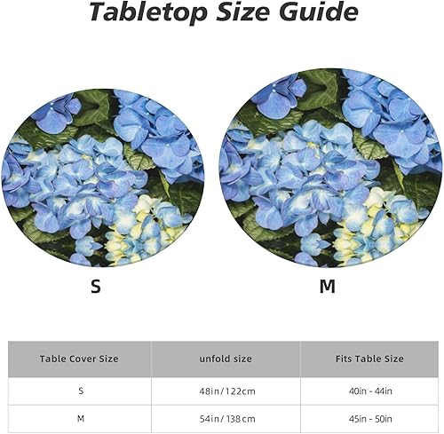 Miniatura 7 de Delerain Mantel redondo ajustable de hortensia azul, mantel redondo impermeable con borde elástico, lavable, para interiores y exteriores, se adapta