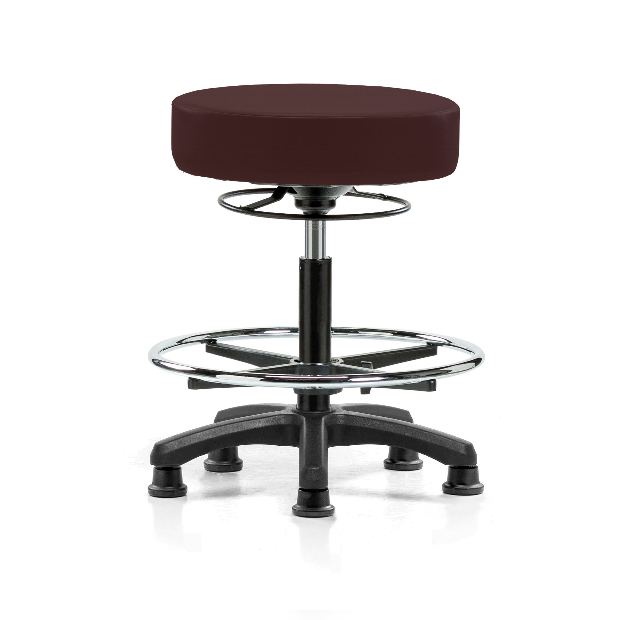 Perch Lab Stool with Foot Ring, Glides, 20.75-27.75", Burgundy Fabric