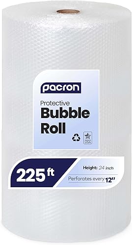 PACRON Envoltura de amortiguación de burbujas de 516, 100 pies x 12 pulgadas, rollo de burbujas transparente, perforado cada 12 pulgadas,