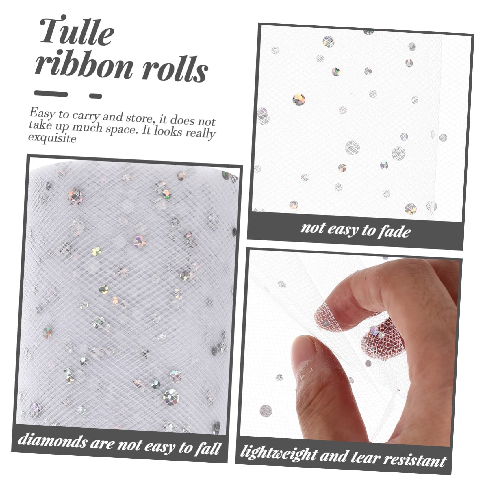 SHINEOFI 5 Rouleaux rouleau de treillis ribbon vsp noel jupe fiesta ruban tissu de tulle exquis mise en page de fête tulle Décoration de fête de mariage Engrener blanche