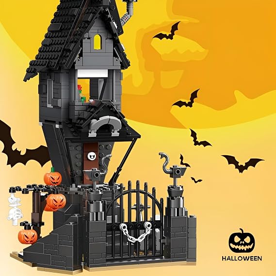 Halloween Haunted Mansion Building Blocks Set - 564PCS Horror Castle Building Bricks Kit, Pumpkins and Skeleton Ghosts, Home Decor, DIY Spooky Toys, Creative Gifts for Adults Kid