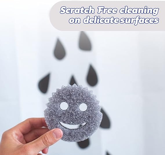 Scrub Daddy Style Dish Sponge, Kitchen Sponges for Cleaning & Dishwashing, Washing Up Sponges Multipack, Non Scratch Sponge Scourers with FlexTexture, Bathroom & Kitchen Scrubber, Grey