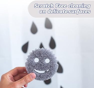 Scrub Daddy Style Dish Sponge, Kitchen Sponges for Cleaning & Dishwashing, Washing Up Sponges Multipack, Non Scratch Sponge Scourers with FlexTexture, Bathroom & Kitchen Scrubber, Grey