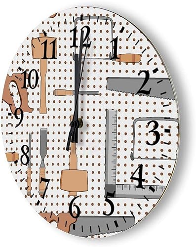 Miniatura 2 de Woodshop - Reloj de pared redondo de madera colgante de 15 x 15 pulgadas, funciona con pilas, reloj de pared de madera rústica para la sala de