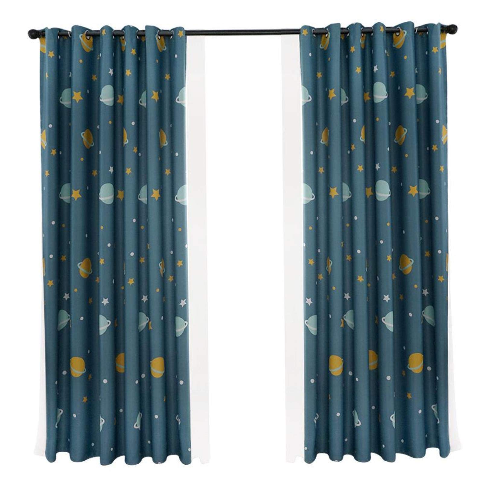 Wärmeisolierte Verdunkelung Lichtdichte Verdunkelung Cartoon Blue Planets Wohnzimmer Vorhang für zu Hause Esszimmer Kinderzimmer(1 Piece)