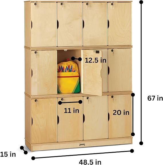 Jonti-Craft Stacking Lockable Lockers, Triple Stack