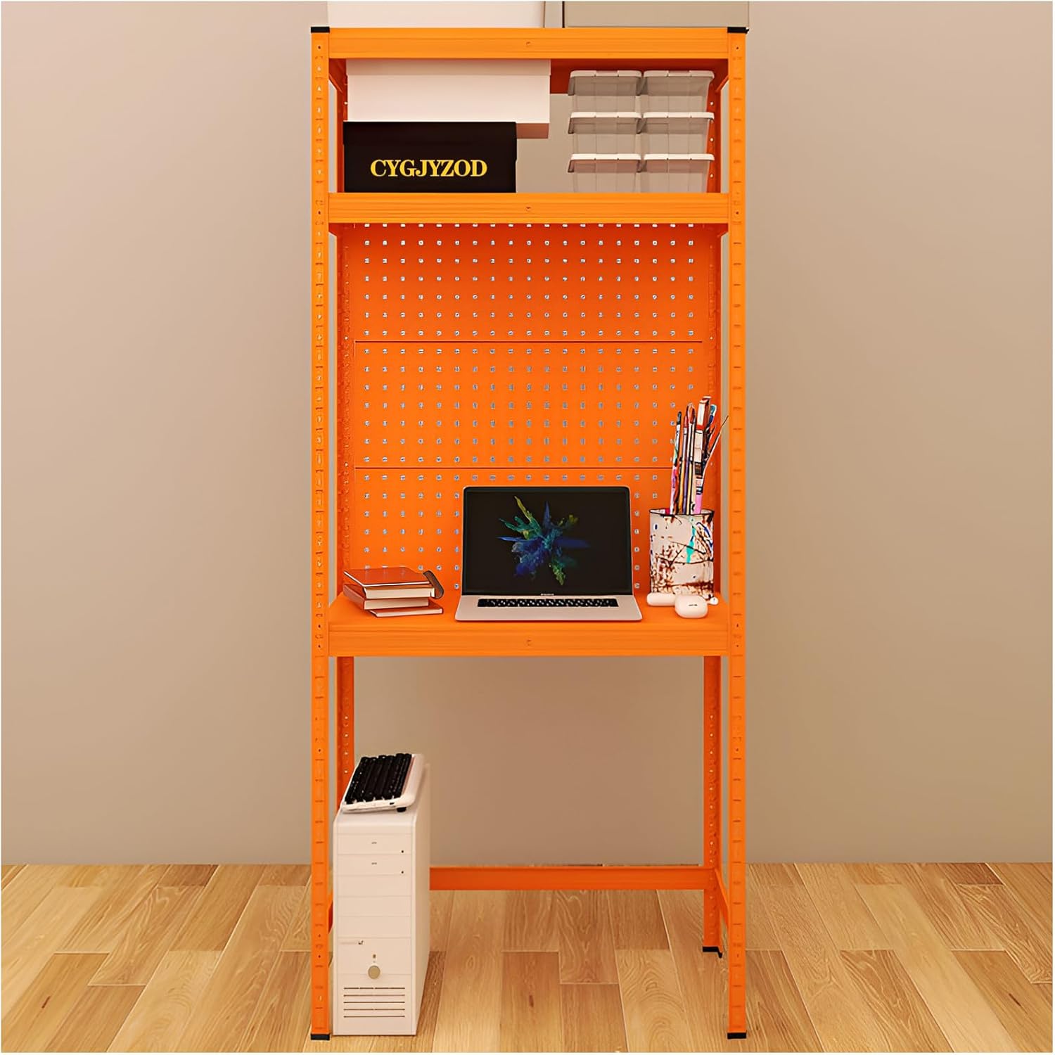 Amazon.com: CYGJYZOD Computer Desk with Storage Shelves & Pegboard ...