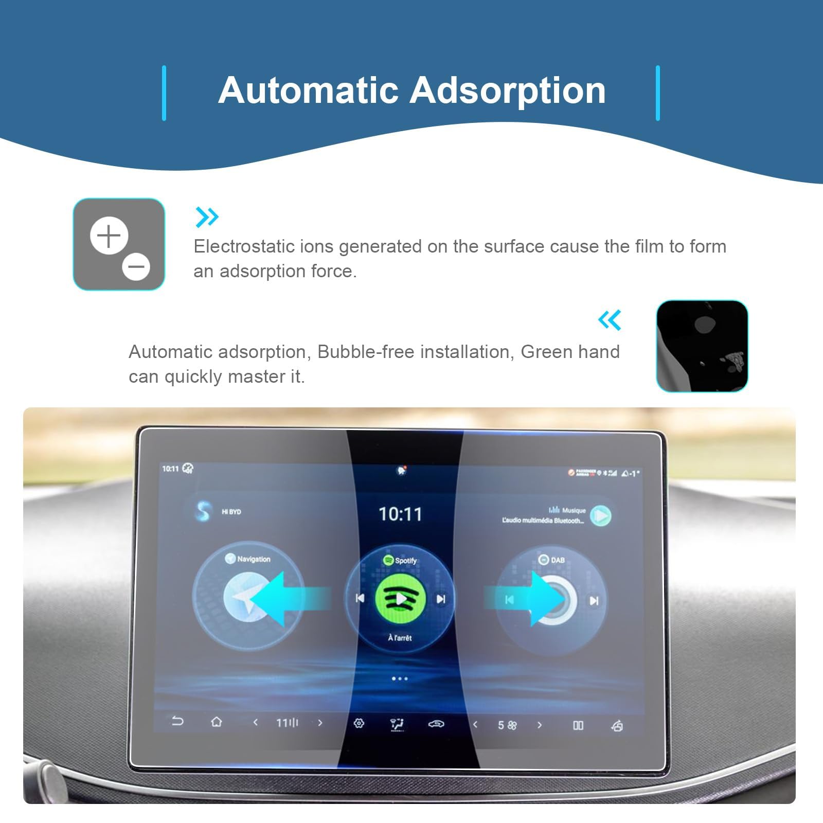 GAFAT Compatibile con BYD Dolphin Surf 2025 2026 2027 10,1" pellicola protettiva in vetro temperato per Dolphin Surf 10,1" Rotating Touch Screen, 9H Anti Graffio