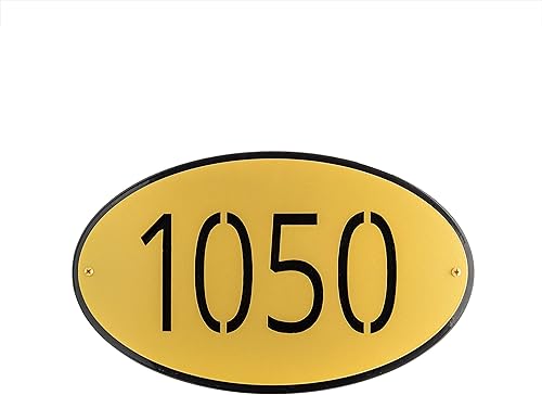 Montague Metal Products Letrero de dirección de montaje en pared ovalado clásico de montaje en una línea, letrero de número de casa