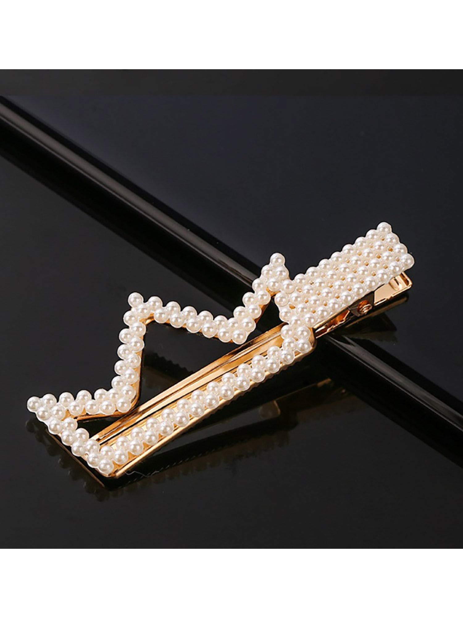 Rubela Pearl Metal Hair Clips Pins For Hair Styling/Pins Barrette Ties Hair for Women Girls, Elegant Handmade Fashion Hair Accessories Bobby Pin, Crow Clip Random Design for Party, Jewelry Pack of 4 1